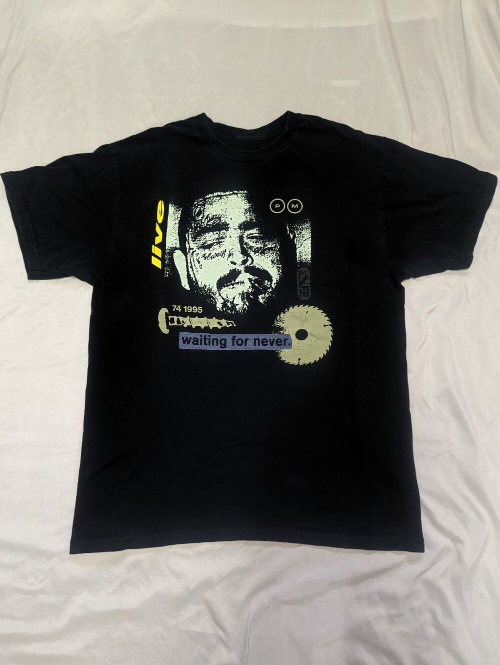 Post Malone Posty Co Waiting On Never Graphic Crew Neck Tee Approx Adult Med